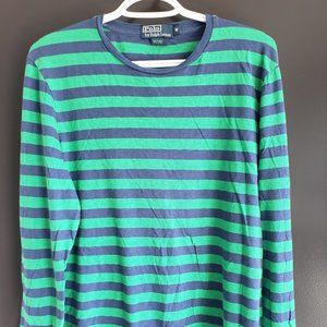 Polo Medium Blue & Green Horizontal Stripe Long Sleeve T-shirt